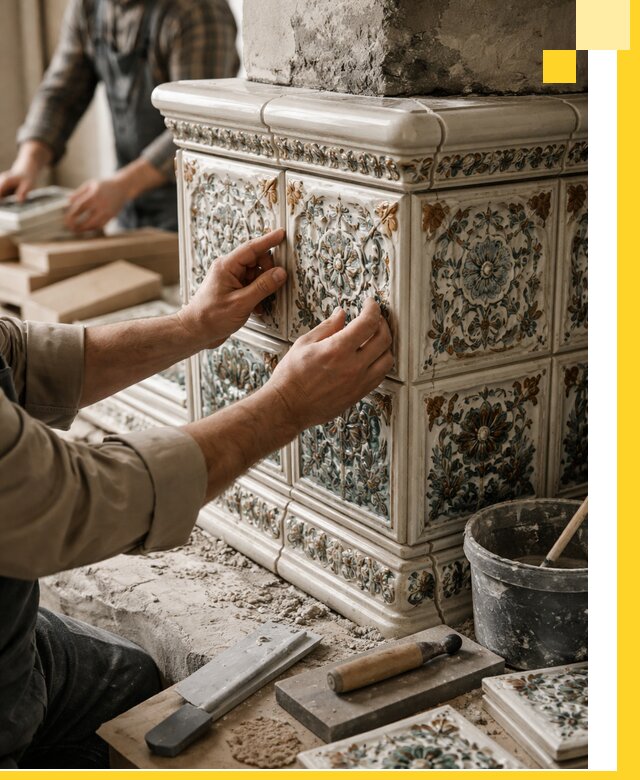 Изразцовые камины под ключ в Новочеркасске: проект и монтаж