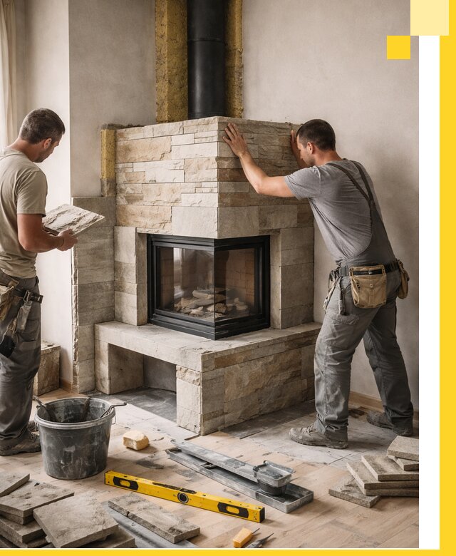 Угловые камины под ключ проект, монтаж и отделка в Новочеркасске