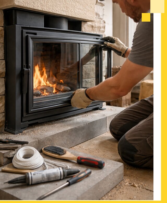 Производство, монтаж и доставка каминов со стеклом в Новочеркасске