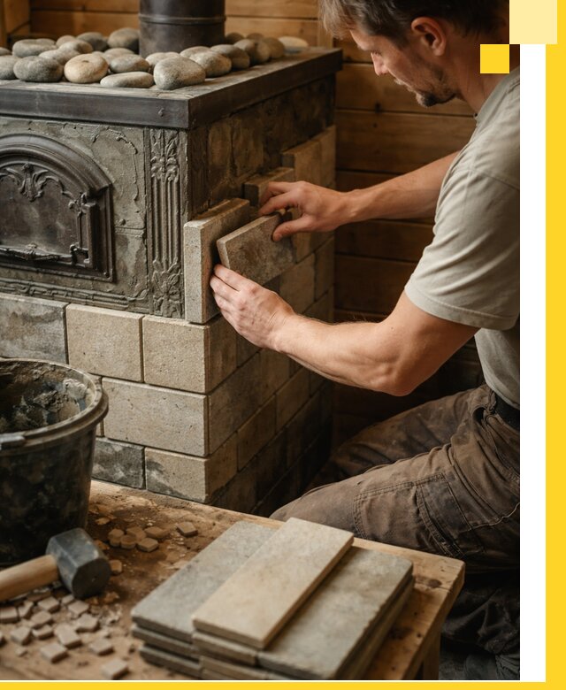 Облицовка банных печей в Новочеркасске профессиональная отделка