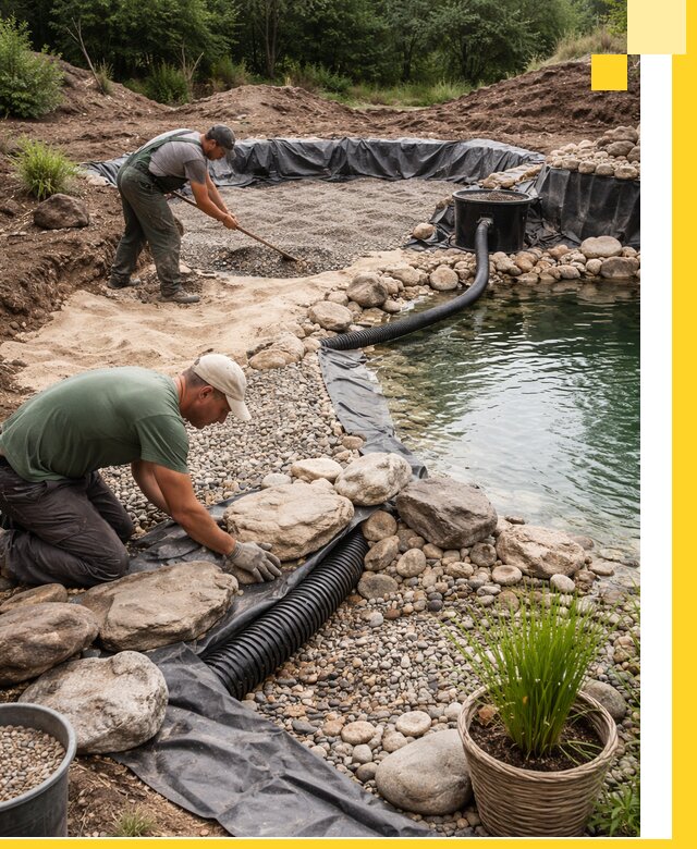 Строительство природных бассейнов и озер в Новочеркасске под ключ