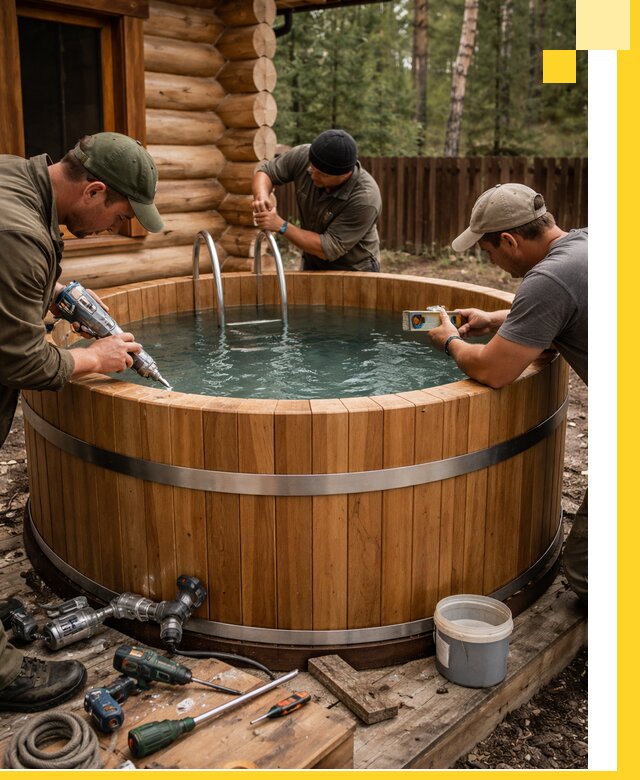 Строительство бань с купелью под ключ и отделкой в Новочеркасске