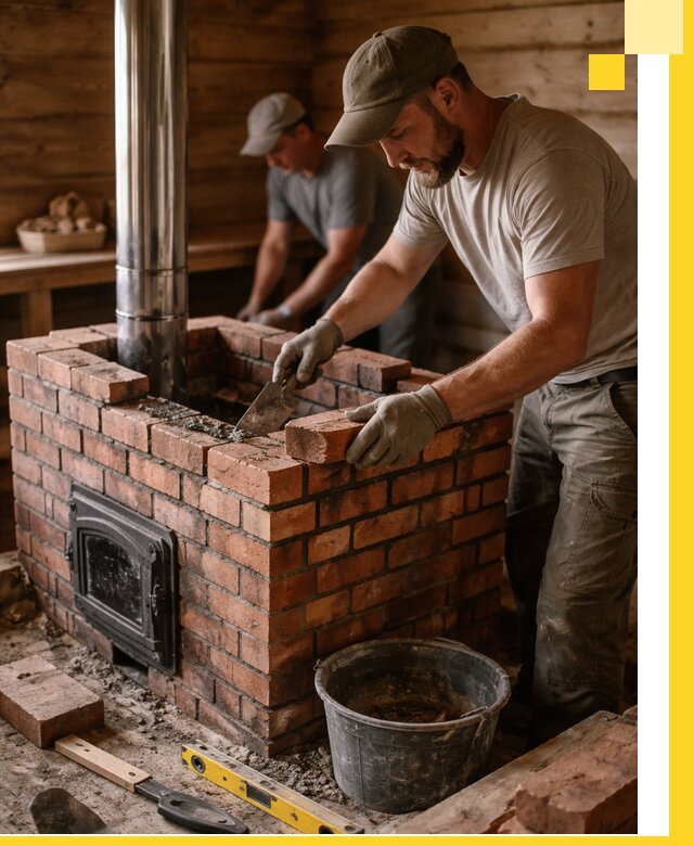 Кирпичные печи для бани под ключ в Новочеркасске, проект и монтаж