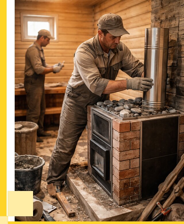 Монтаж печи в бане под ключ в Новочеркасске от 20468 р. | ЭриданНвч