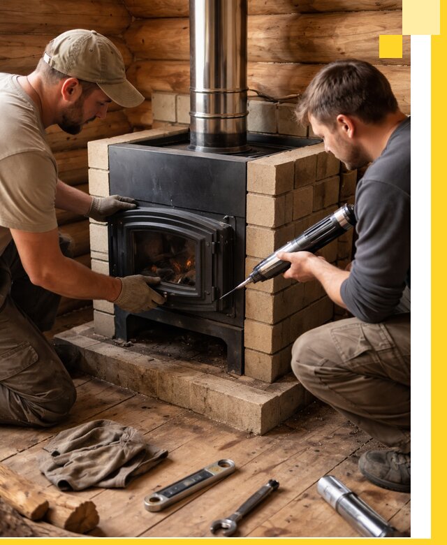 Монтаж и установка печи в бане под ключ с гарантией в Новочеркасске