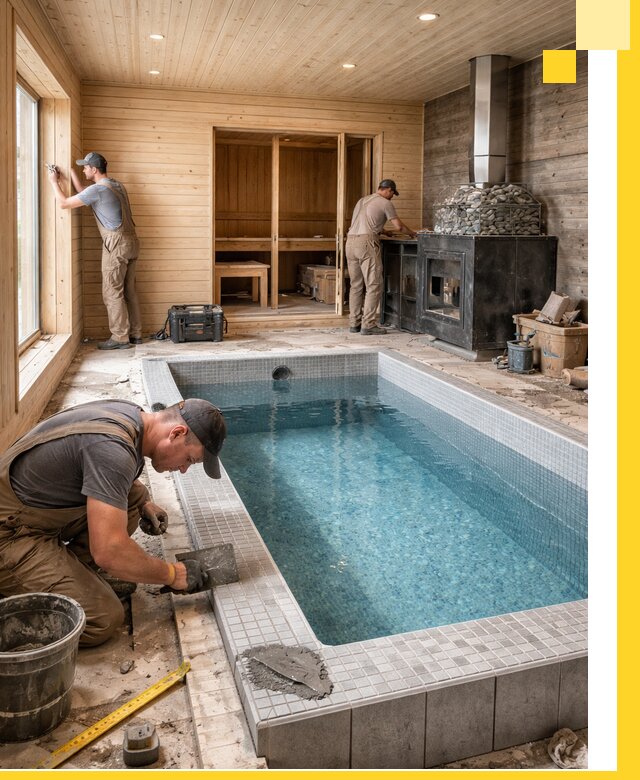 Проект бани с бассейном и сауной в Новочеркасске под ключ