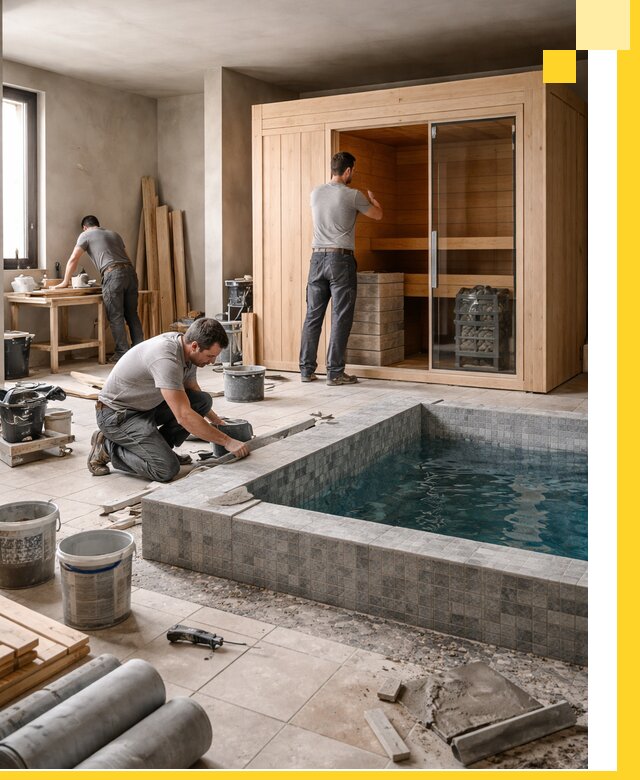 SPA зоны под ключ с бассейном сауной и печью в Новочеркасске